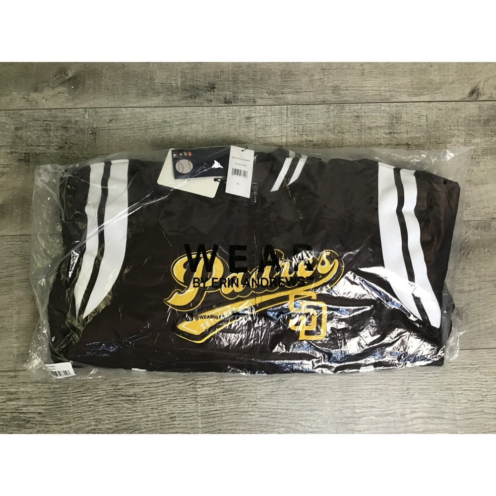 WEAR by Erin Andrews Brown San Diego Padres‎ Varsity Bomber Jacket Size XL NWT - Picture 5 of 5